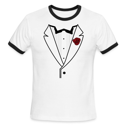 Tuxedo w/Black Lined Lapel - Men's Ringer T-Shirt