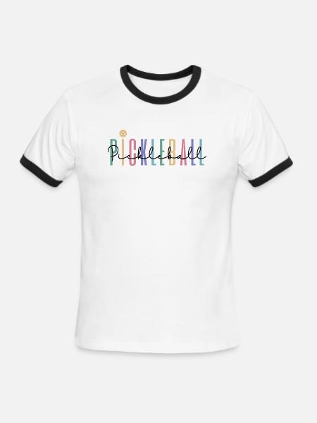 Pickleball Player Colored Bold Text - Men's Ringer T-Shirt - white/black