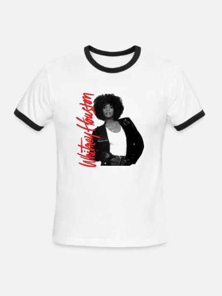 Whitney Houston Photo And Pink Nameplate - Men's Ringer T-Shirt - white/black