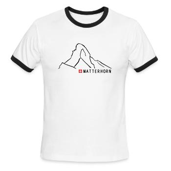 Matterhorn swiss mountain Suisse - T-shirt à bandes contrastées pour hommes   - blanc/noir - Devant - Jackson (183cm)