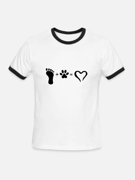 Paw Print Foot Dog Cat Love Gift - Men's Ringer T-Shirt - white/black