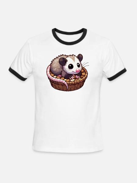 Cute Baby Opossum - Men's Ringer T-Shirt - white/black