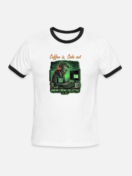zombie programmer life code in code out - Men's Ringer T-Shirt - white/black