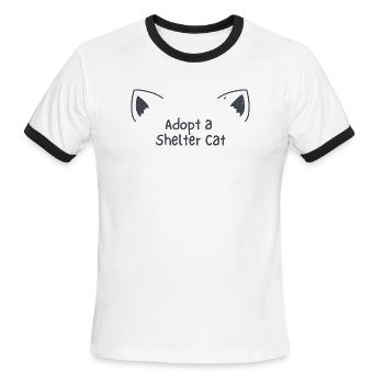 Adopt a Shelter Cat | Kitten Ears - Men's Ringer T-Shirt - white/black - Front - Jackson (183cm)