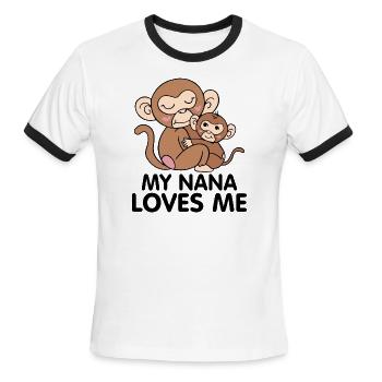 my nana loves me - Men's Ringer T-Shirt - white/black - Front - Jackson (183cm)