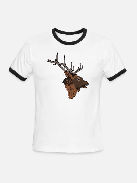 elk head - Men's Ringer T-Shirt - white/black