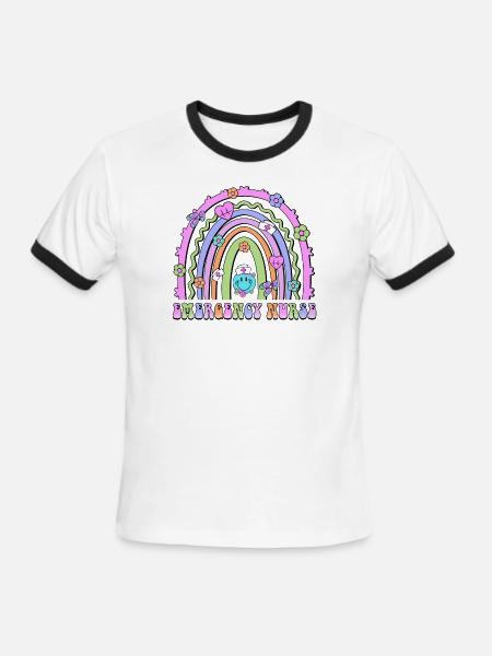 Emergency Nurse rainbow - Men's Ringer T-Shirt - white/black