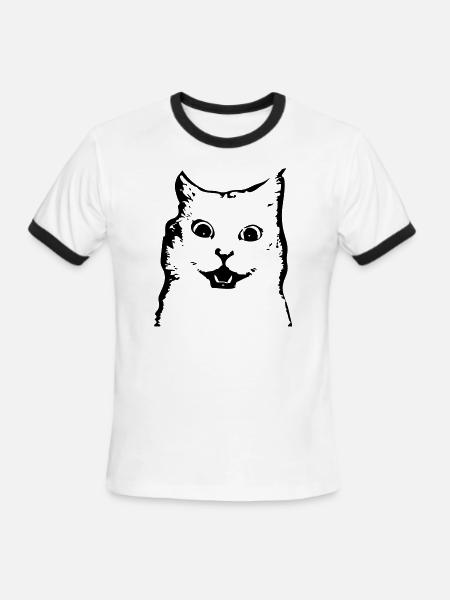 surprised cat - Men's Ringer T-Shirt - white/black