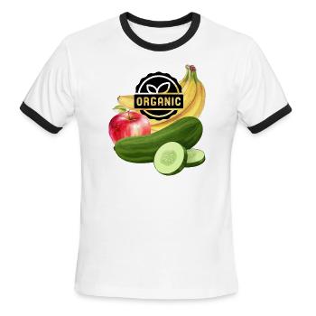 Organic & Delicious - Men's Ringer T-Shirt - white/black - Front - Jackson (183cm)