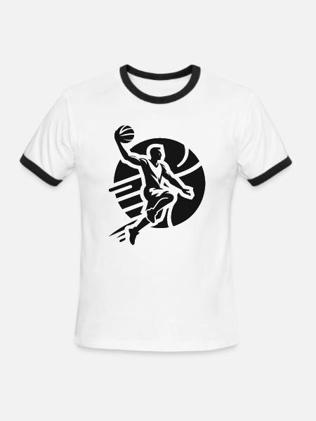 Hoops Hero: The Basketball Player - Men's Ringer T-Shirt - white/black