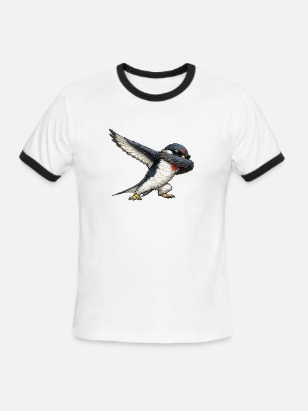 Dabbing Swallow - Men's Ringer T-Shirt - white/black