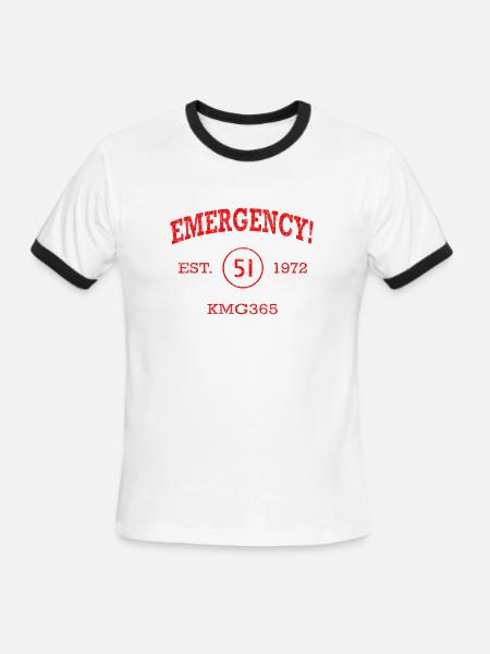 EMERGENCY! Athletic distressed logo - Men's Ringer T-Shirt - white/black