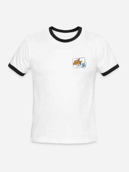 The Smurfs Funny Gift Azrael - Men's Ringer T-Shirt - white/black
