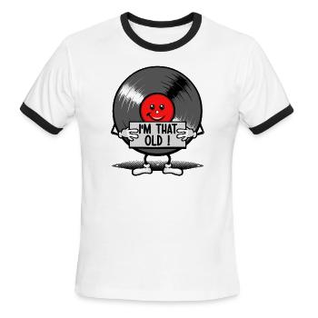 Old as a 33 rpm record - Men's Ringer T-Shirt - white/black - Front - Jackson (183cm)