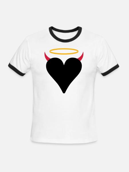 Devil Heart - Men's Ringer T-Shirt - white/black