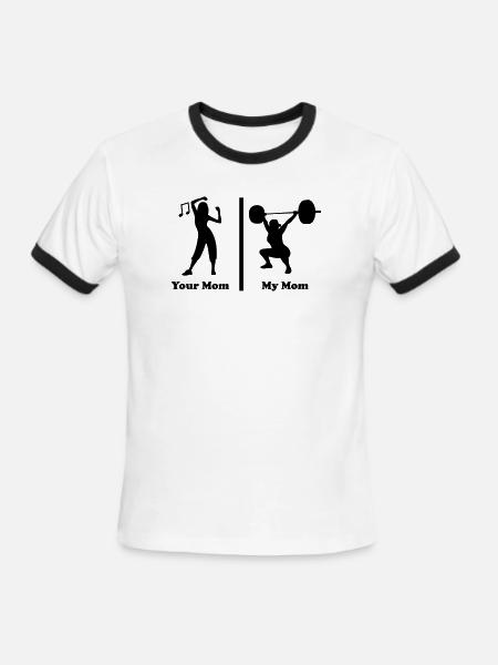 Your mom my mom funny fitness - Men's Ringer T-Shirt - white/black