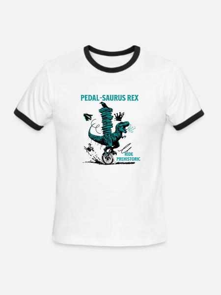 Pedal-Saurus Rex – Ride Prehistoric - Men's Ringer T-Shirt - white/black
