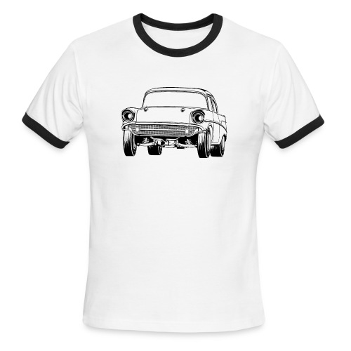 Gasser Up 1957 Chevy Drag Car - Men's Ringer T-Shirt