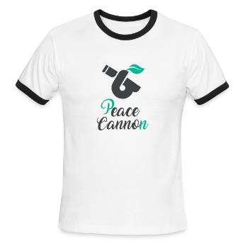 PEACE CANNON - Men's Ringer T-Shirt - white/black - Front - Jackson (183cm)