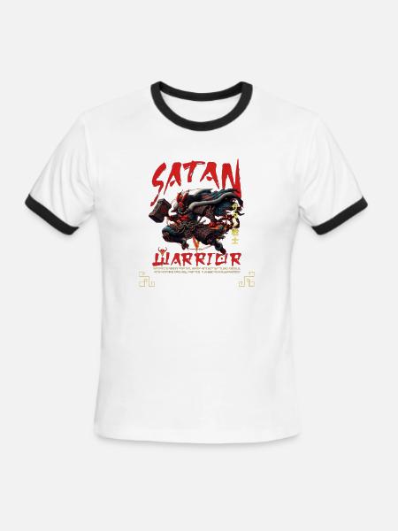 Customizable Satan Samurai Warrior Japan - Men's Ringer T-Shirt - white/black