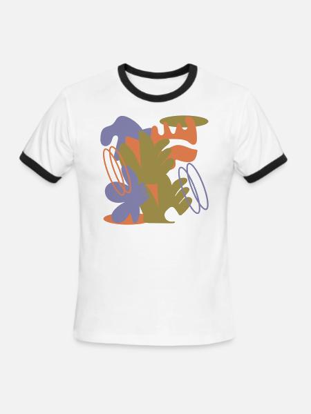 Abstract Botanical Collage - Men's Ringer T-Shirt - white/black