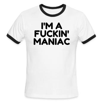 FUCKIN' MANIAC - Men's Ringer T-Shirt - white/black - Front - Jackson (183cm)