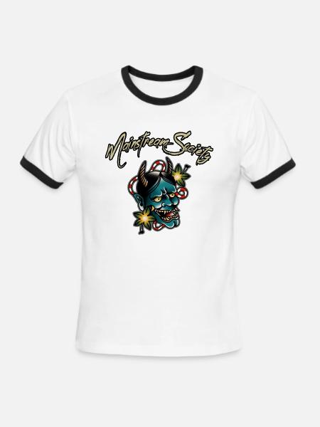 Green Japanese Demon - Men's Ringer T-Shirt - white/black