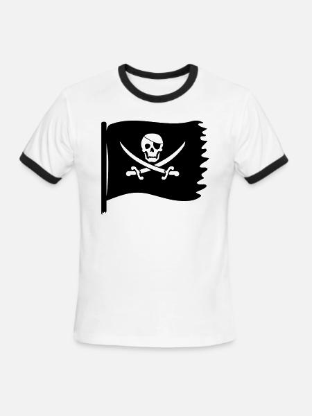 pirate flag - Men's Ringer T-Shirt - white/black