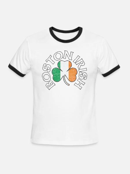 Boston Irish Shamrock Flag Clothing - Men's Ringer T-Shirt - white/black