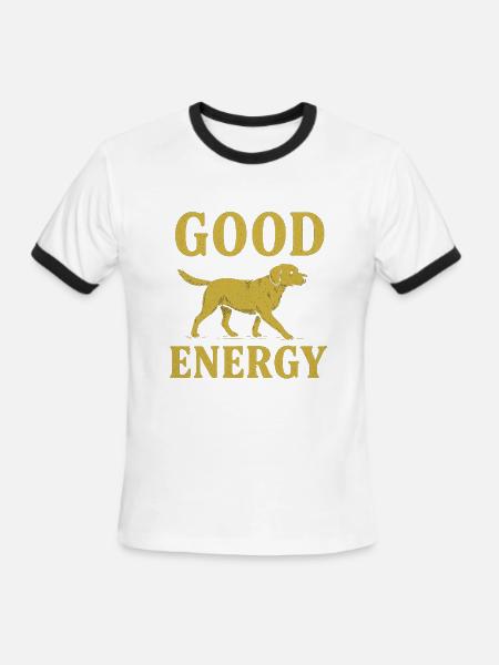Good Energy Dog Illustration - Men's Ringer T-Shirt - white/black