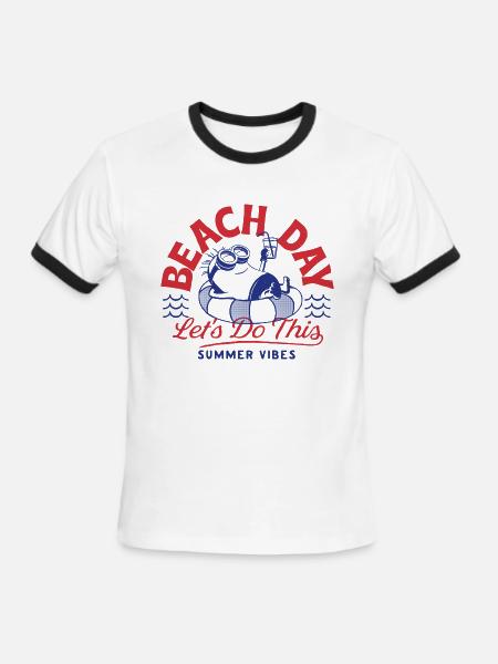 Minions Phil Beach Day Summer Vibes - Men's Ringer T-Shirt - white/black