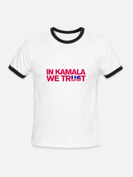 En Kamala, nous avons confiance - Élections américaines 2024 - T-shirt à bandes contrastées pour hommes   - blanc/noir
