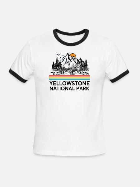 Vintage Yellowstone National Park Retro 80s Gifts - Men's Ringer T-Shirt - white/black