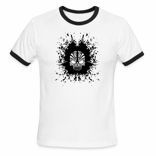 Demon Skull Tribal Tattoo Dot Skull Gift Ideas - Men's Ringer T-Shirt
