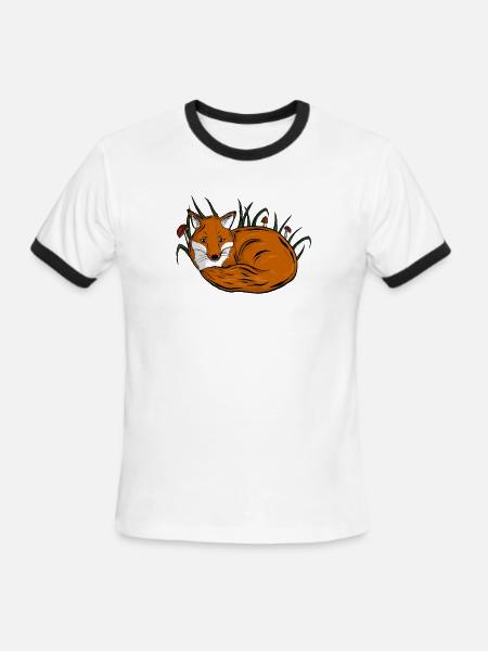 Red Fox Sitting in the Woods - Men's Ringer T-Shirt - white/black