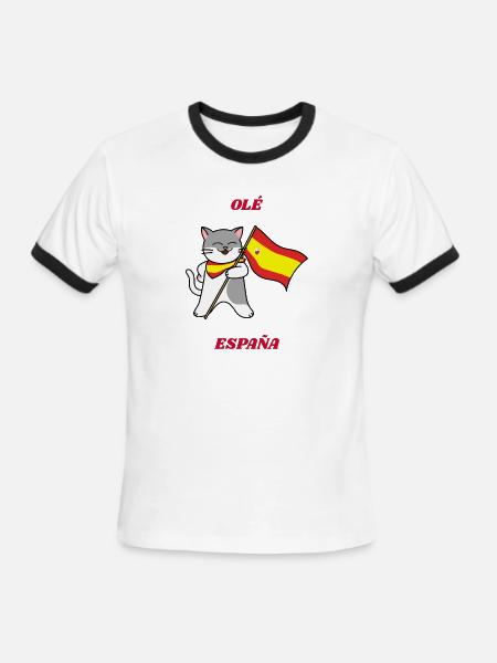 Ole Espana Spanish Cat - Men's Ringer T-Shirt - white/black