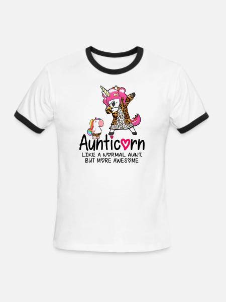 aunticorn funny unicorn mother's day gift leopard - Men's Ringer T-Shirt - white/black