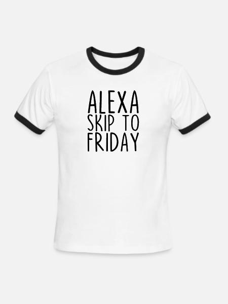 Alexa Skip To Friday - Men's Ringer T-Shirt - white/black