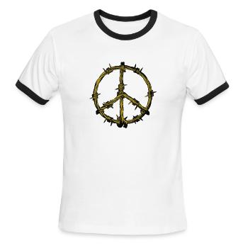 peace sign A sign of thorny peace for you - Men's Ringer T-Shirt - white/black - Front - Jackson (183cm)