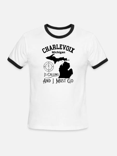 Charlevoix Michigan - Men's Ringer T-Shirt - white/black