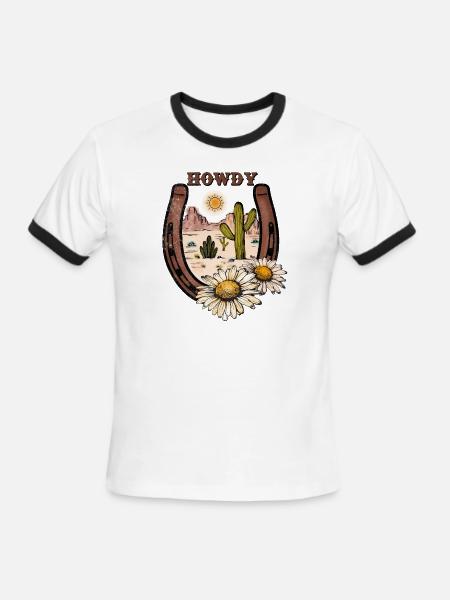 HOWDY -Desert Horseshoe - Men's Ringer T-Shirt - white/black