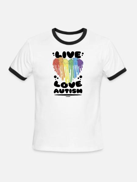 Autism dear heart rainbow - Men's Ringer T-Shirt - white/black