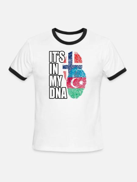 Azerbaijani And Norwegian Mix Heritage DNA Flag - Men's Ringer T-Shirt - white/black