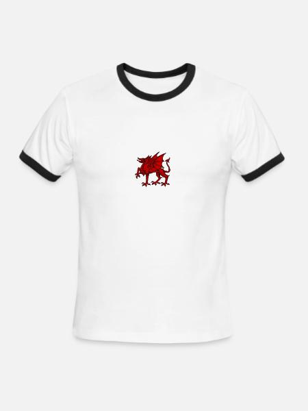 Wales dragon - Men's Ringer T-Shirt - white/black