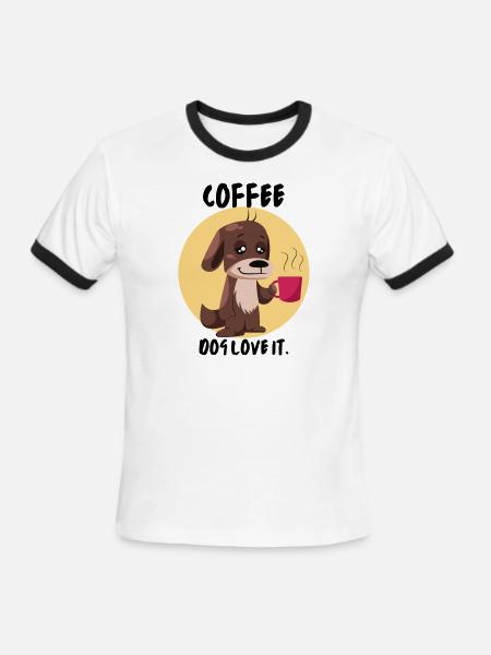 Coffee Dog Love it - Men's Ringer T-Shirt - white/black