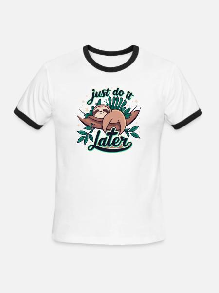 JUST DO IT LATER - Men's Ringer T-Shirt - white/black