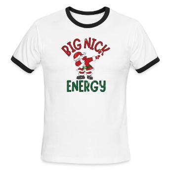 Big Nick Energy Christmas Dabbing Santa Claus - Men's Ringer T-Shirt - white/black - Front - Jackson (183cm)