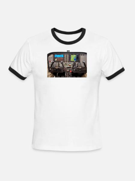 Dual Screen Flight Deck - Men's Ringer T-Shirt - white/black