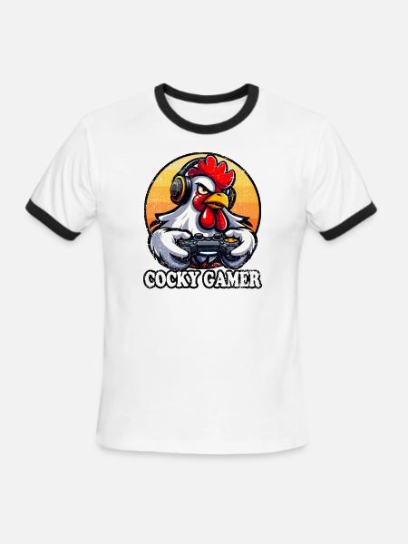 COCKY GAMER GAMER - Men's Ringer T-Shirt - white/black