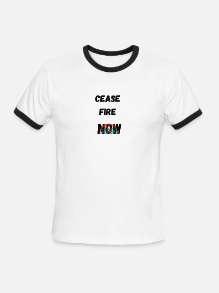 Cease Fire Now - Men's Ringer T-Shirt - white/black